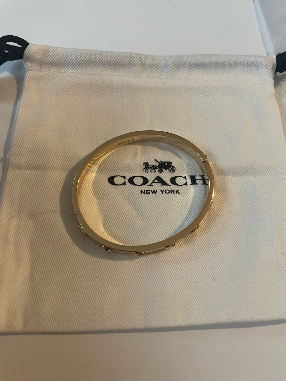 Coach Gold-Tone Rivet Bangle Bracelet - Picture 4 of 4